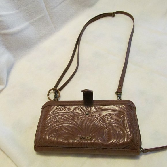 The Sak brown leather style clutch purse. - Picture 3 of 6